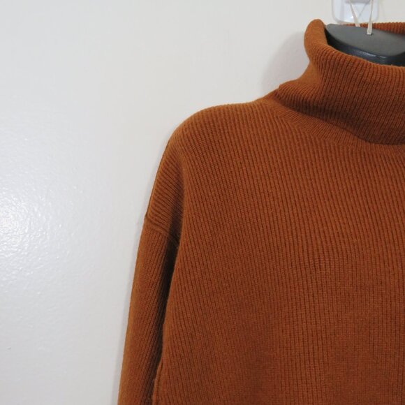 Free People size Small Knit Turtleneck Tunic Sweater Brown Pullover Relaxed - Picture 5 of 6